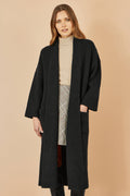 Yumi Black Knitted Maxi Cardigan With Pockets - QHA UK