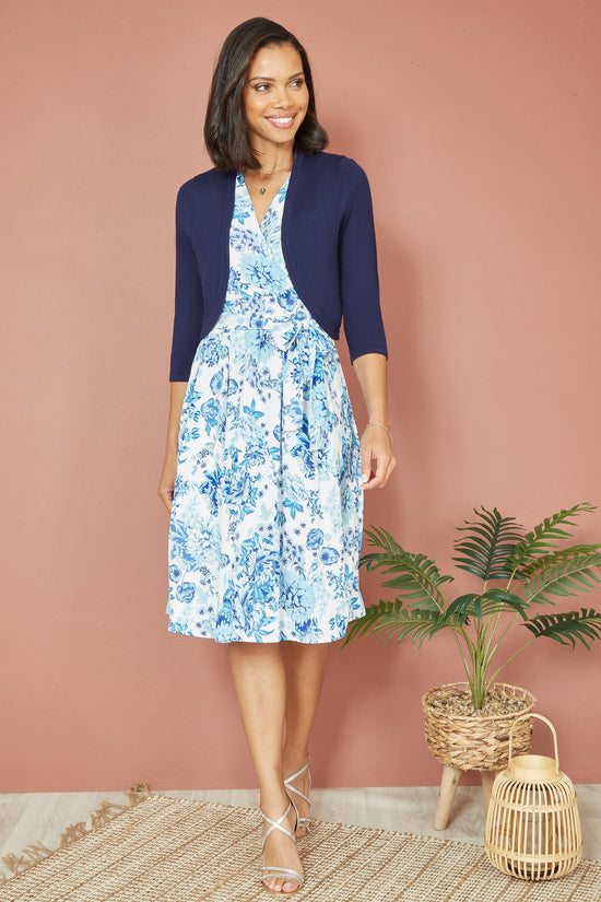 Yumi Navy Knitted Curve Bolero - QHA UK