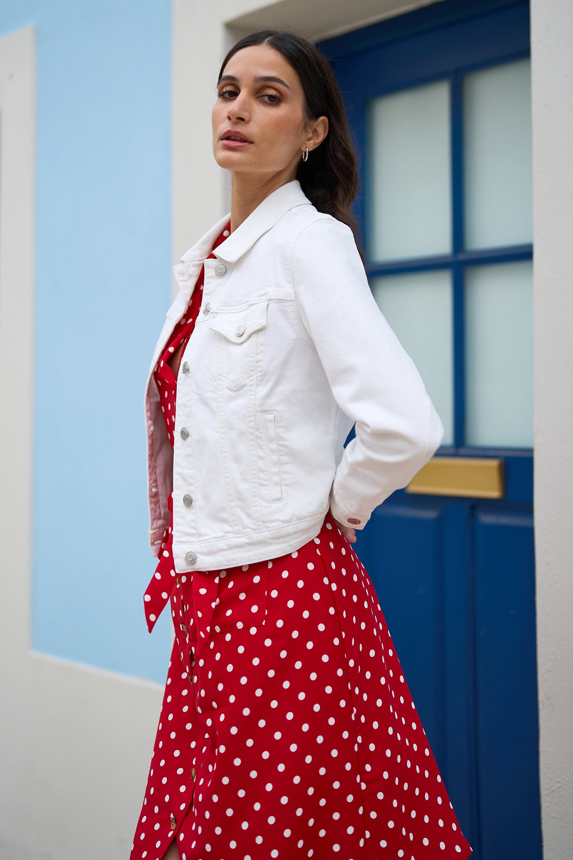 Yumi Red Spot Retro Shirt Dress - QHA UK