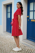 Yumi Red Spot Retro Shirt Dress - QHA UK