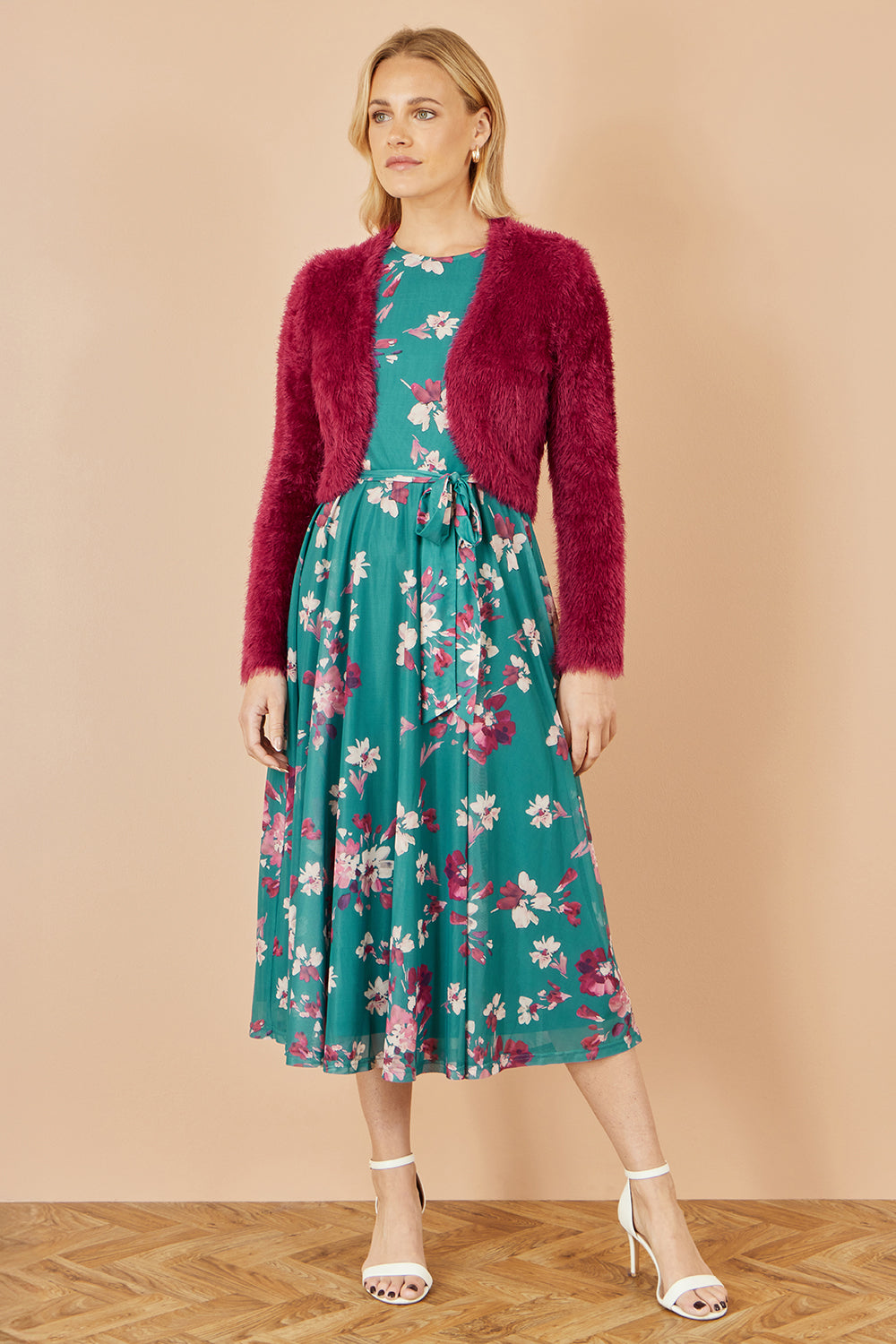 Yumi Burgundy Eyelash Knit Bolero - QHA UK