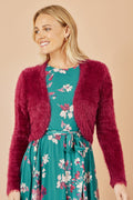 Yumi Burgundy Eyelash Knit Bolero - QHA UK