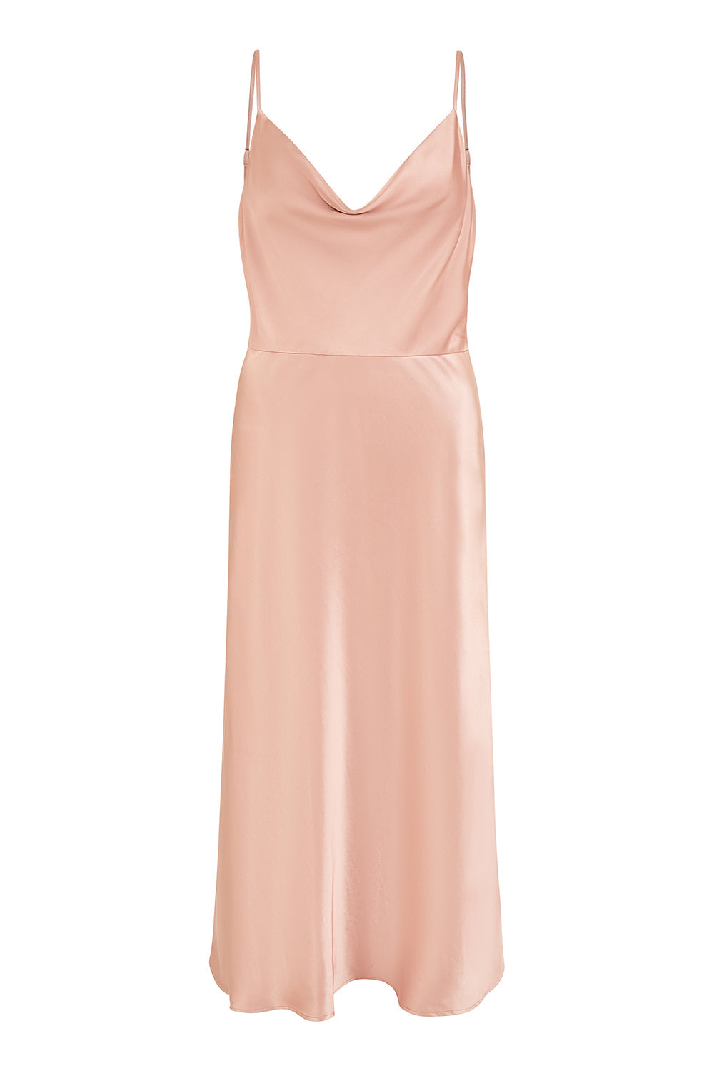 Yumi Rose Pink Satin Cowl Neck Midi Slip Dress - QHA UK