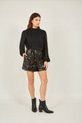 Yumi Black Sequin Mini Shorts - QHA UK