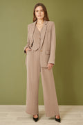 Yumi Brown Pinstripe Sustainable Cotton And Ramie Waist Coat Vest - QHA UK