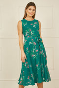 Yumi Green Daisy Print Skater Dress - QHA UK