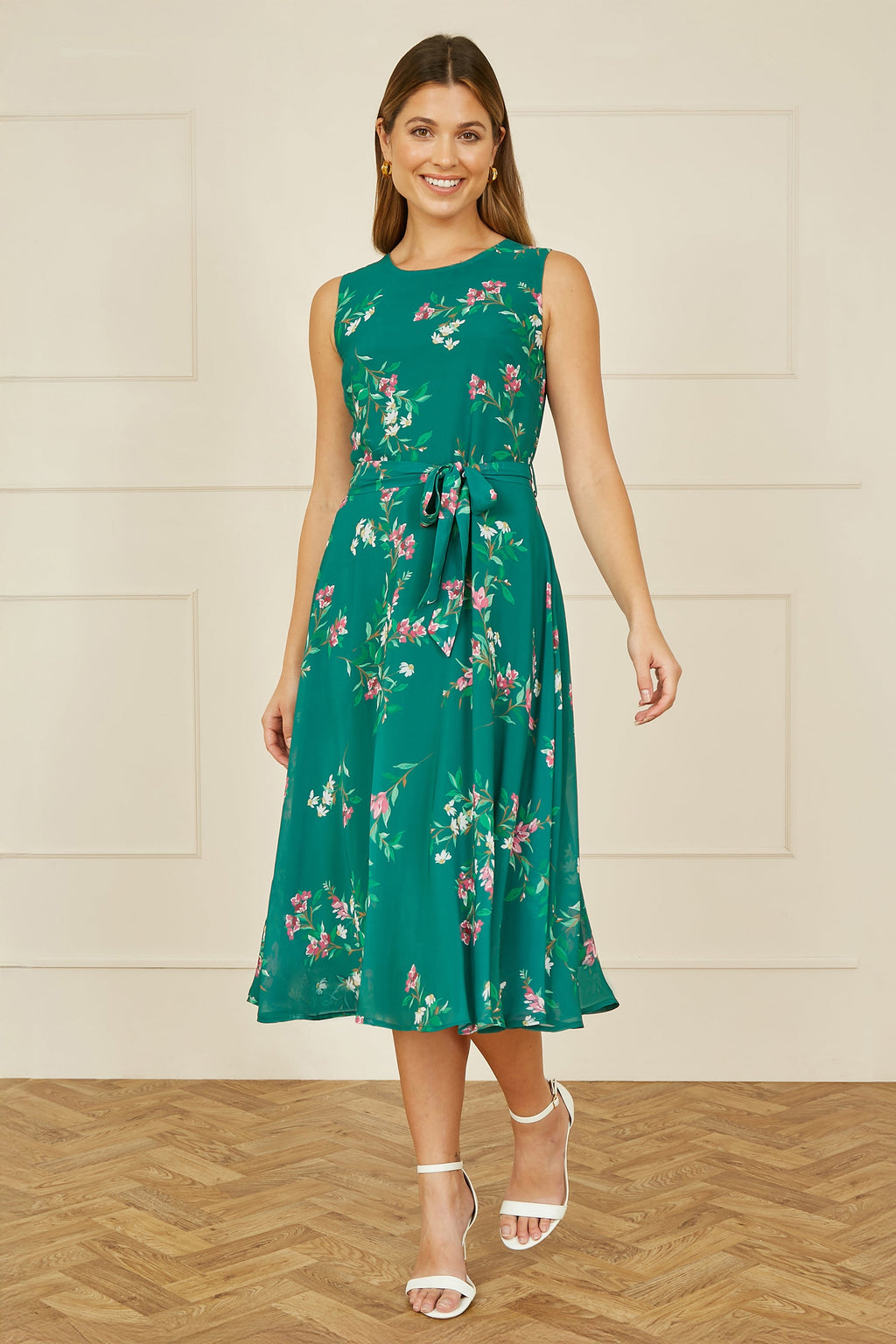 Yumi Green Daisy Print Skater Dress - QHA UK