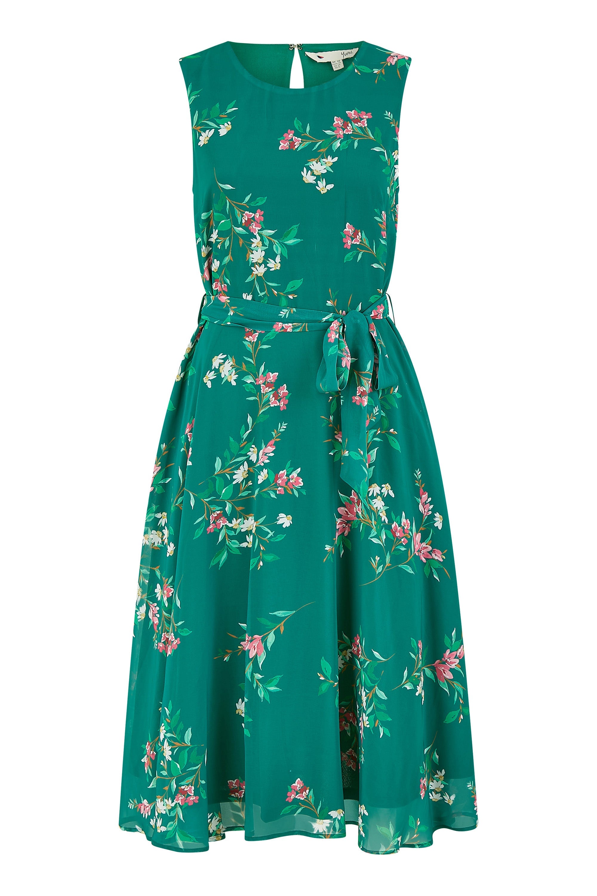 Yumi Green Daisy Print Skater Dress - QHA UK