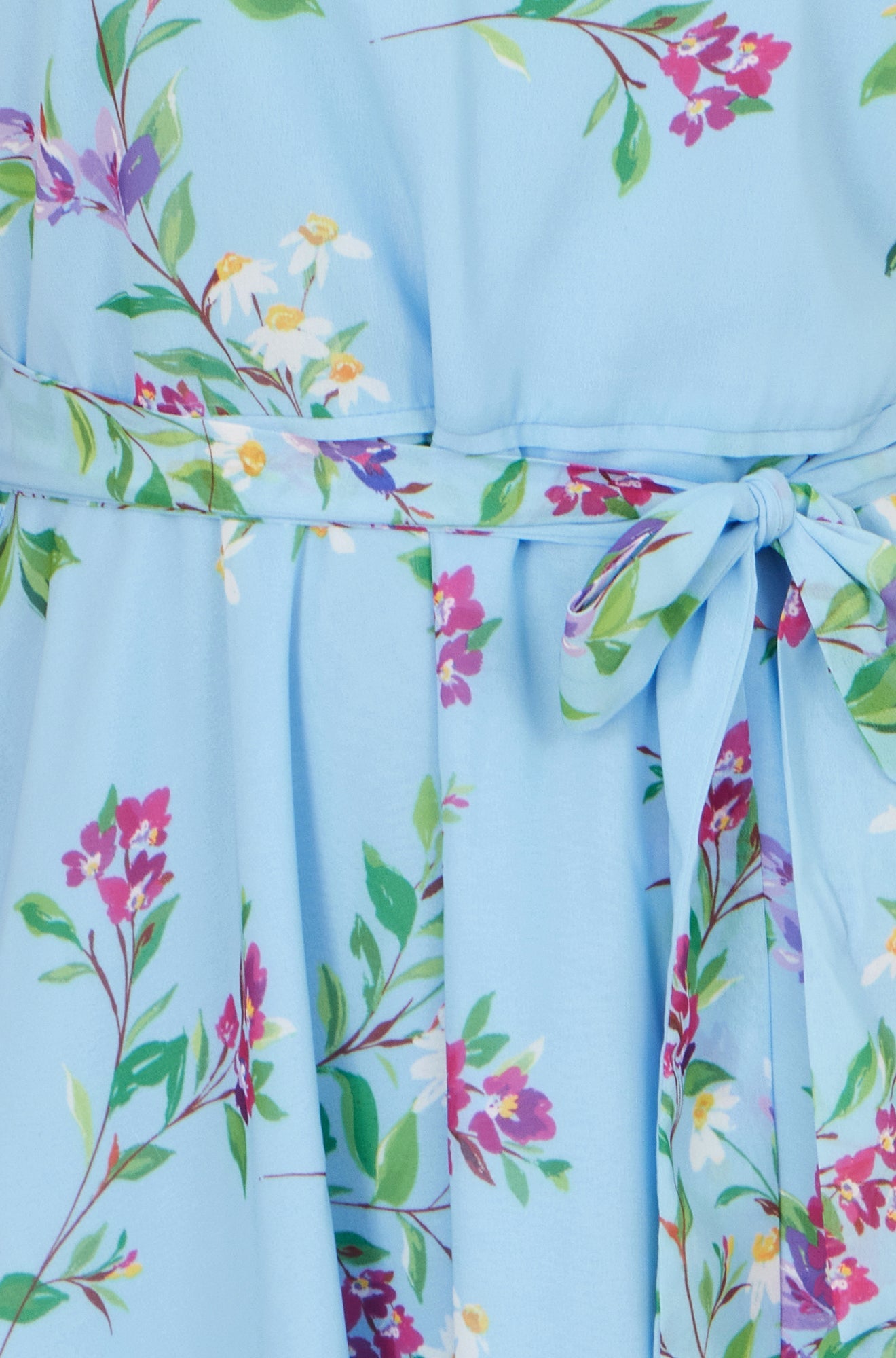 Yumi Blue Floral Print Midi Skater Dress - QHA UK