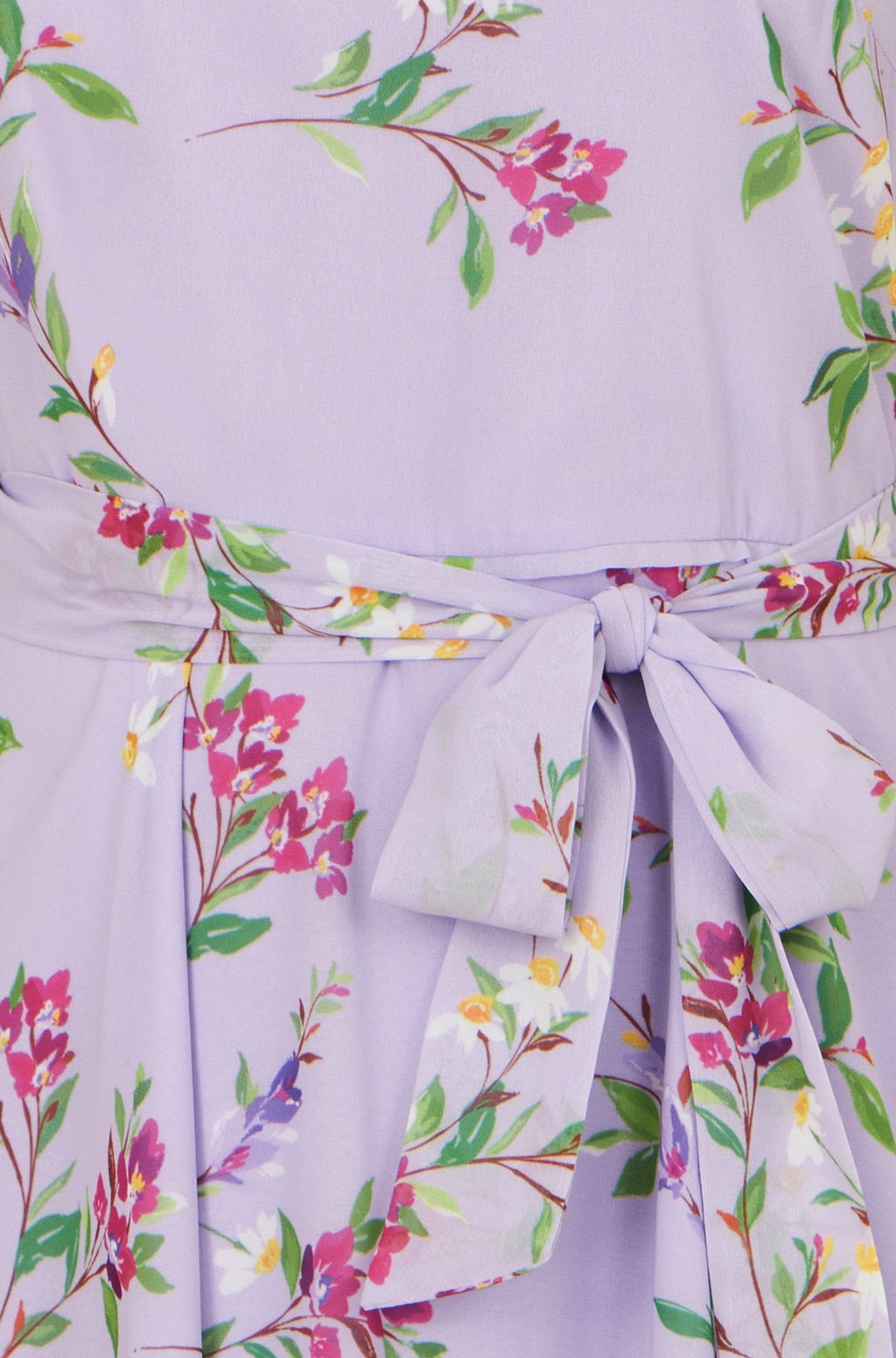 Yumi Lilac Floral Print Midi Skater Dress - QHA UK