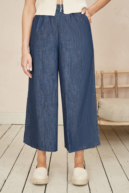 Yumi Blue Chambray Denim Culottes - QHA UK
