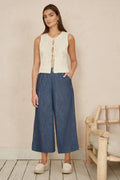 Yumi Blue Chambray Denim Culottes - QHA UK
