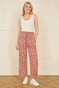 Yumi Red Geo Print Relaxed Fit Trousers - QHA UK