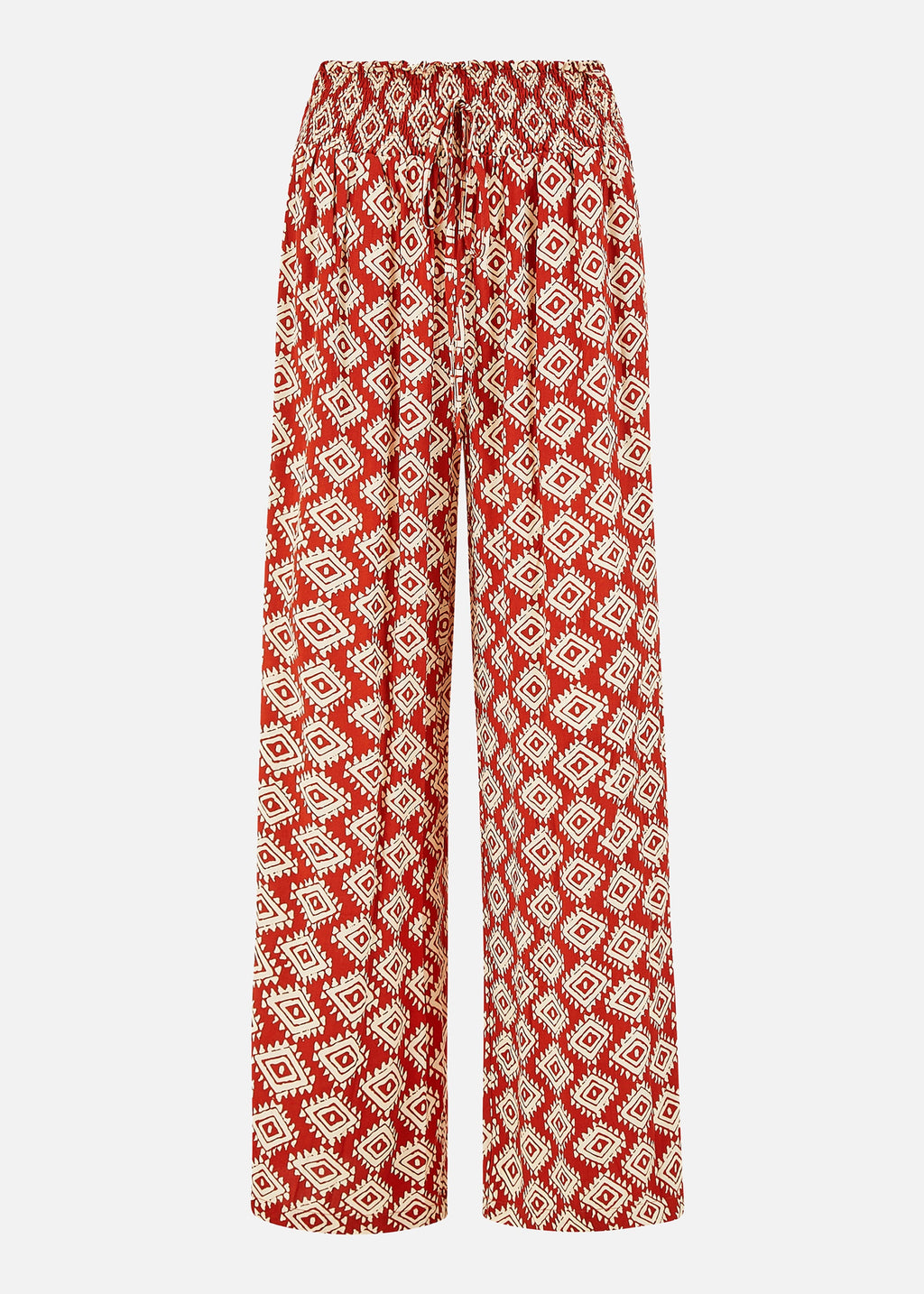 Yumi Red Geo Print Relaxed Fit Trousers - QHA UK
