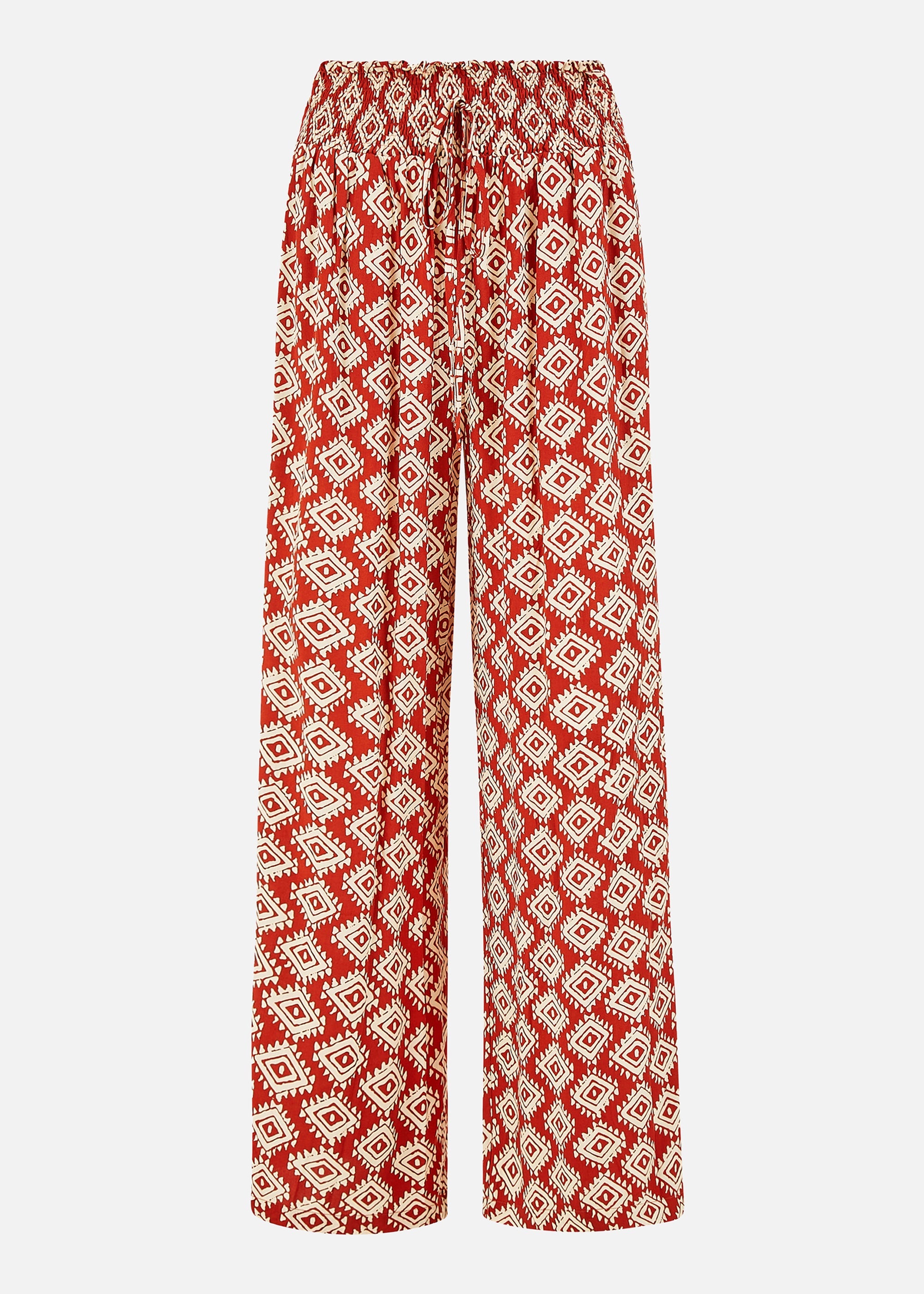 Yumi Red Geo Print Relaxed Fit Trousers