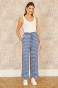 Yumi Blue Geo Print Relaxed Fit Trousers - QHA UK