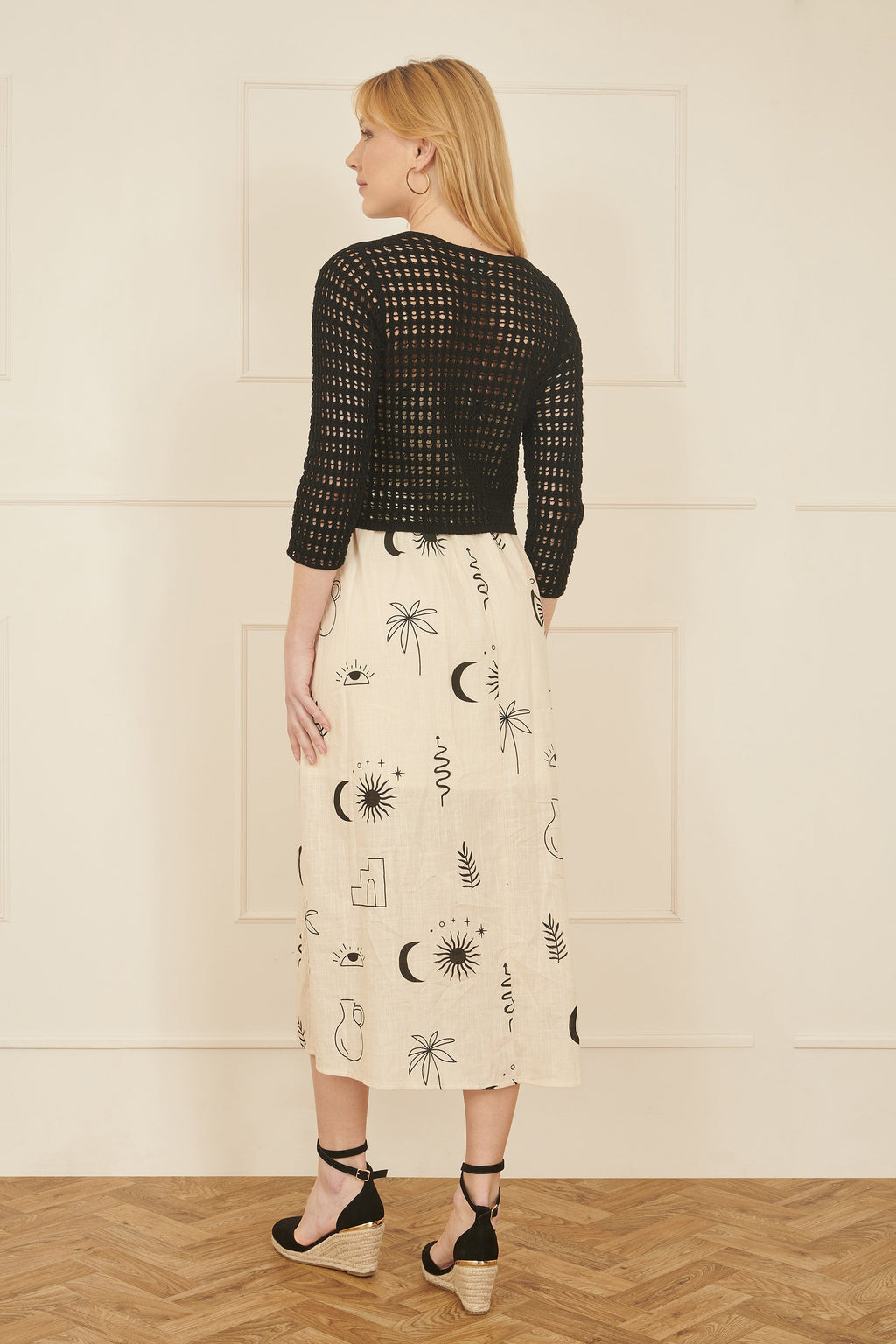 Yumi Black Cotton Crochet Twisted Bolero Top - QHA UK