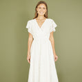 Yumi White Cotton Broderie Anglaise Wrap Midi Dress - QHA UK