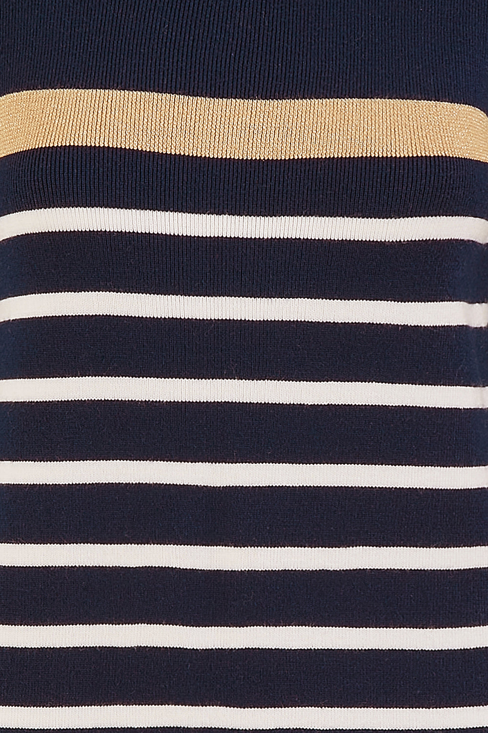 Yumi Navy Striped Knitted Dress With Button Cuff Detail - QHA UK