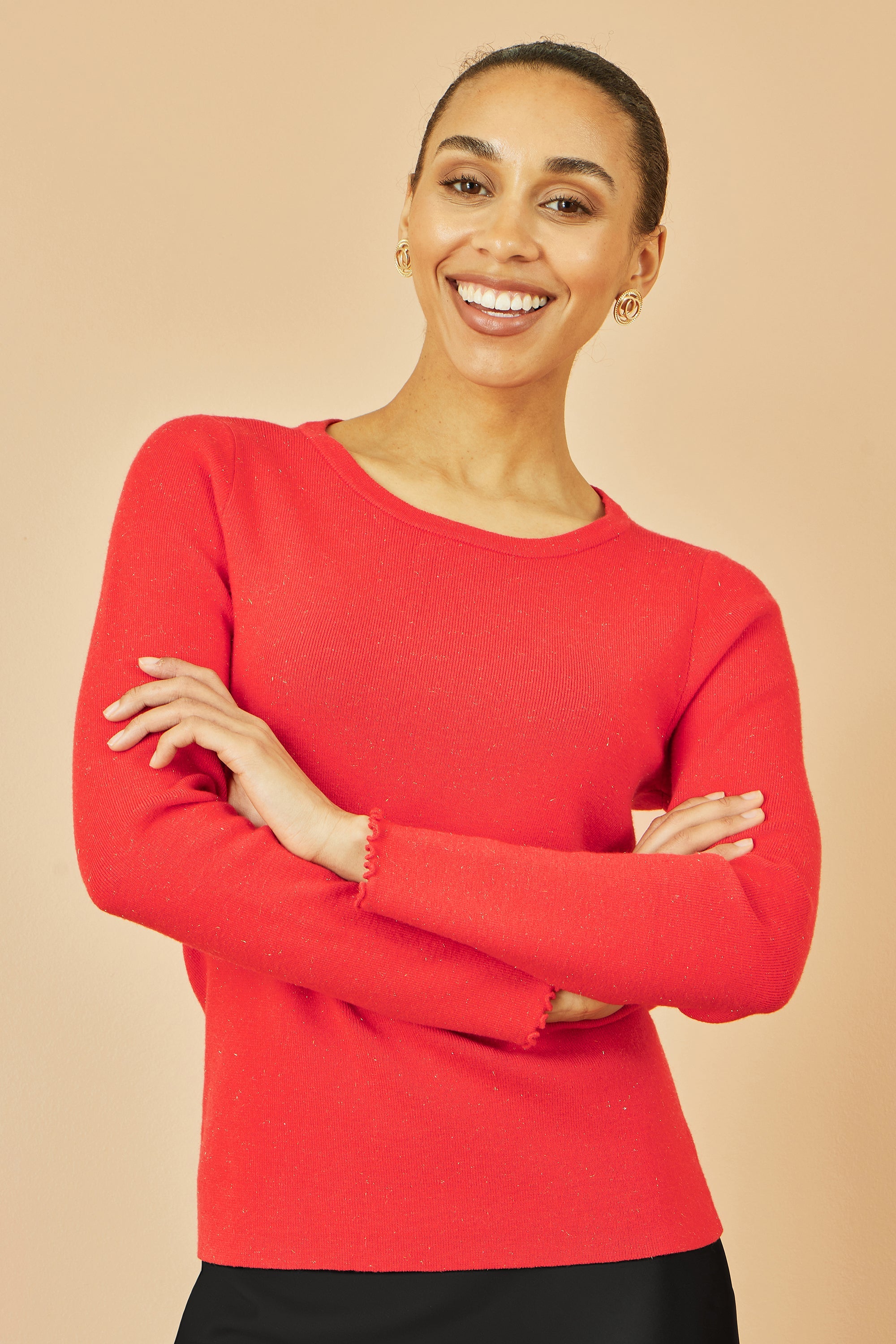 Yumi Red Sparkle Knit Jumper