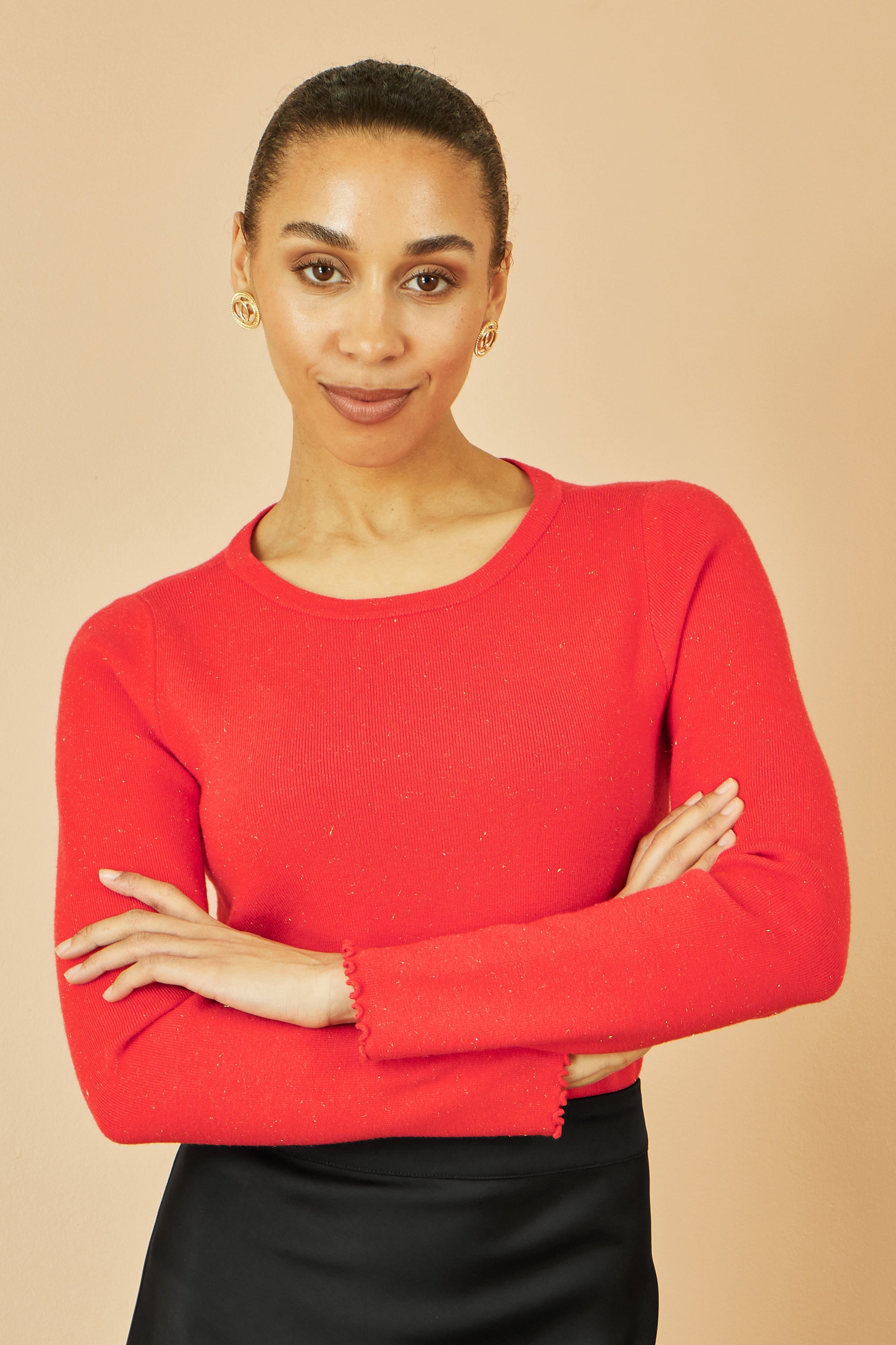 Yumi Red Sparkle Knit Jumper