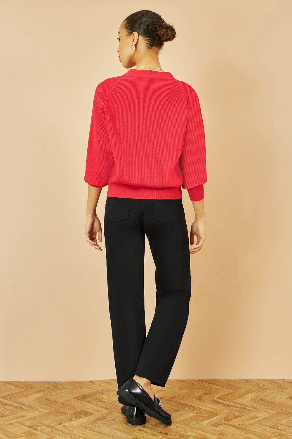 Yumi Red Relaxed Fit Cardigan With Stitch Detail - QHA UK