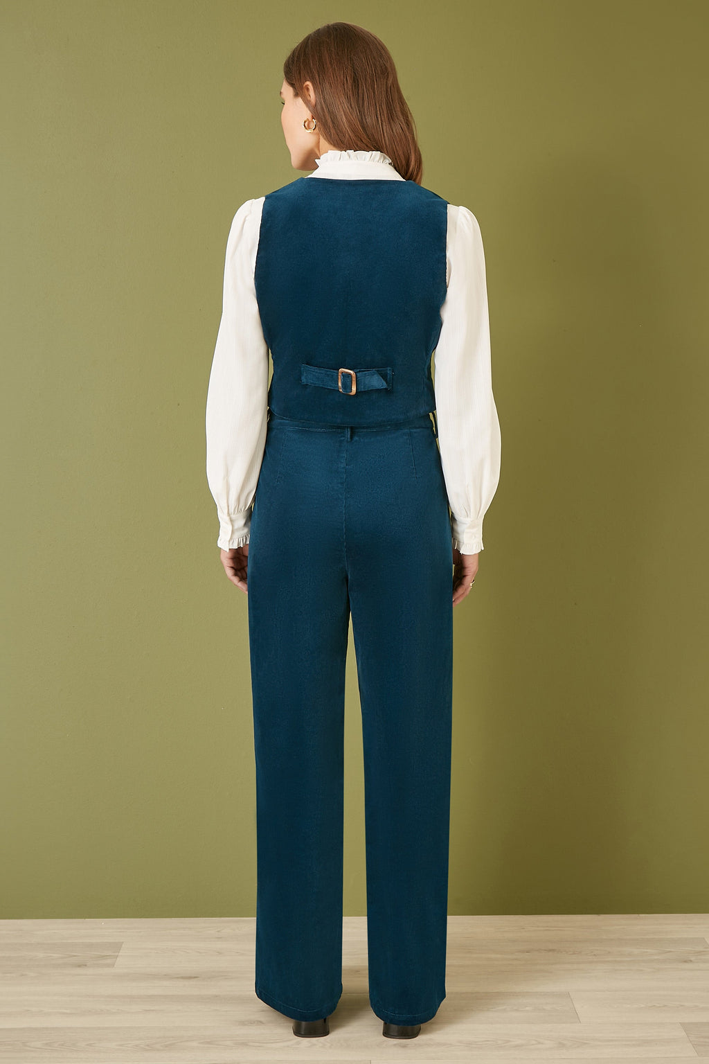 Yumi Teal Cord Trousers With Patch Pockets - QHA UK