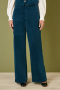 Yumi Teal Cord Trousers With Patch Pockets - QHA UK