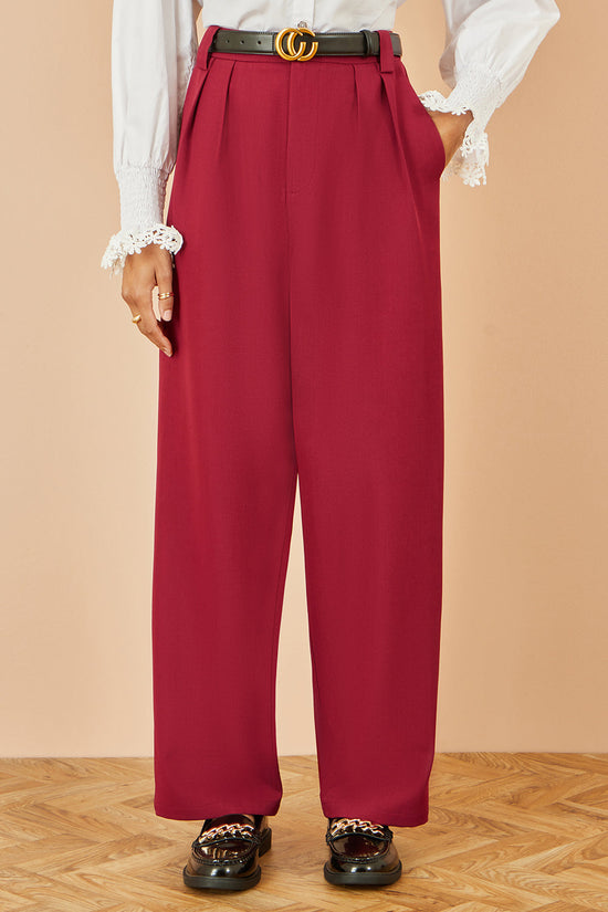 Yumi Burgundy Wide Leg Trousers - QHA UK