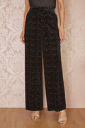 Yumi Black Velvet Sparkle Wide Leg Trousers - QHA UK