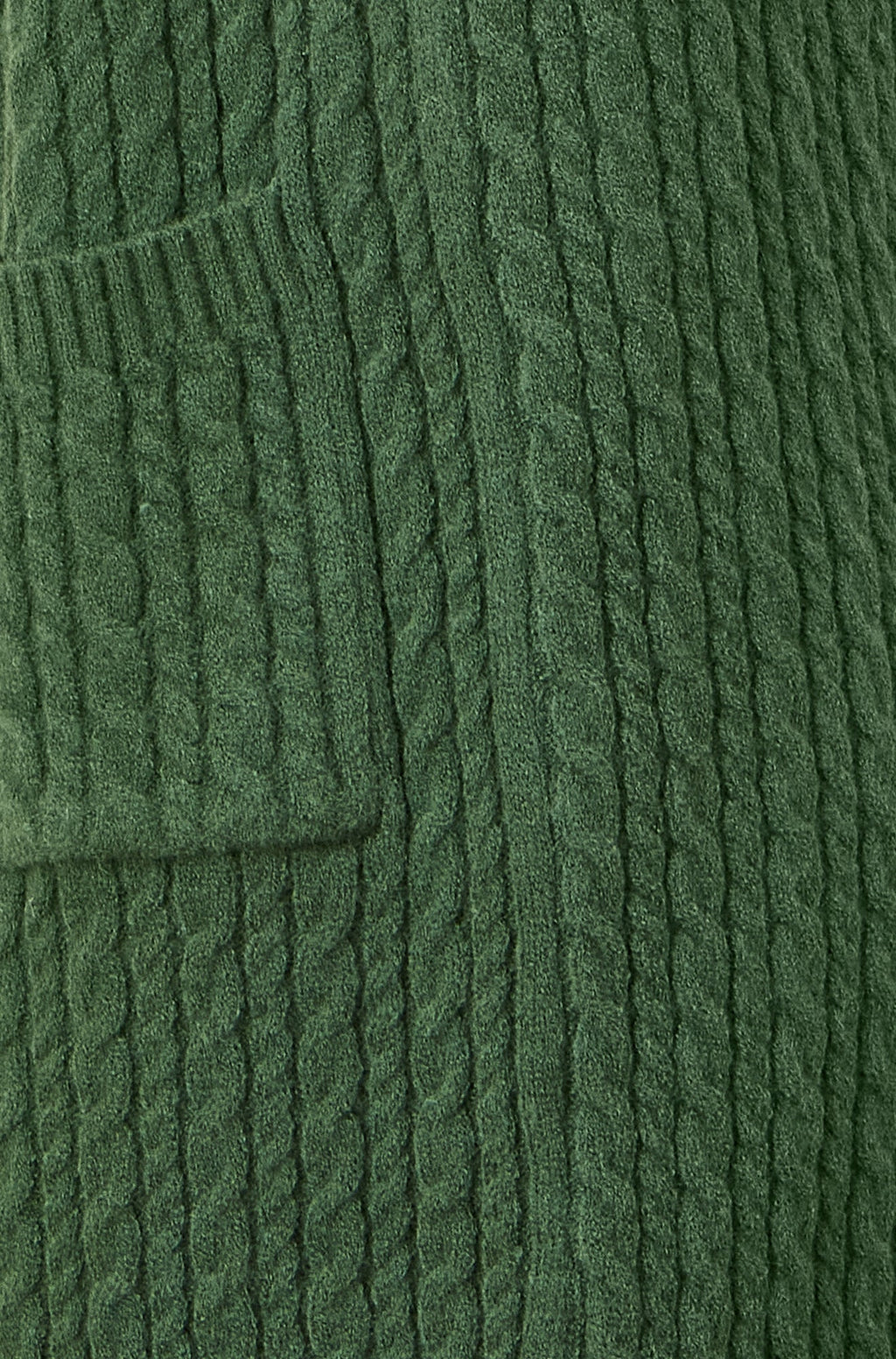 Yumi Green Cable Knit Edge to Edge Long Cardigan With Pockets