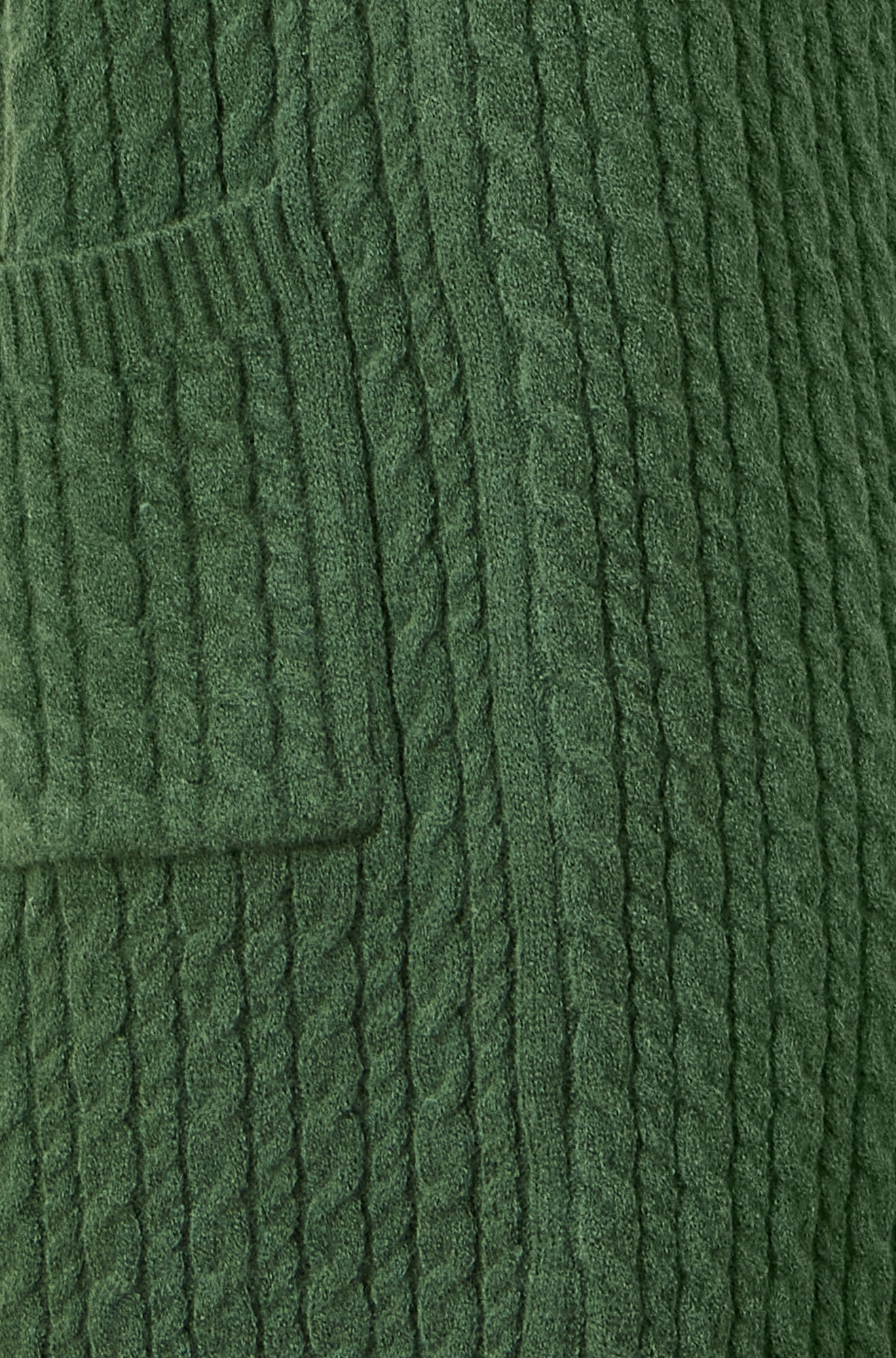Yumi Green Cable Knit Edge to Edge Long Cardigan With Pockets