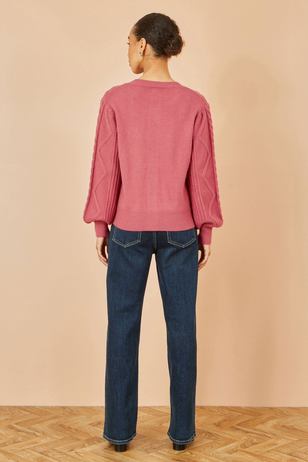 Yumi Pink Relaxed Fit Cable Cardigan - QHA UK
