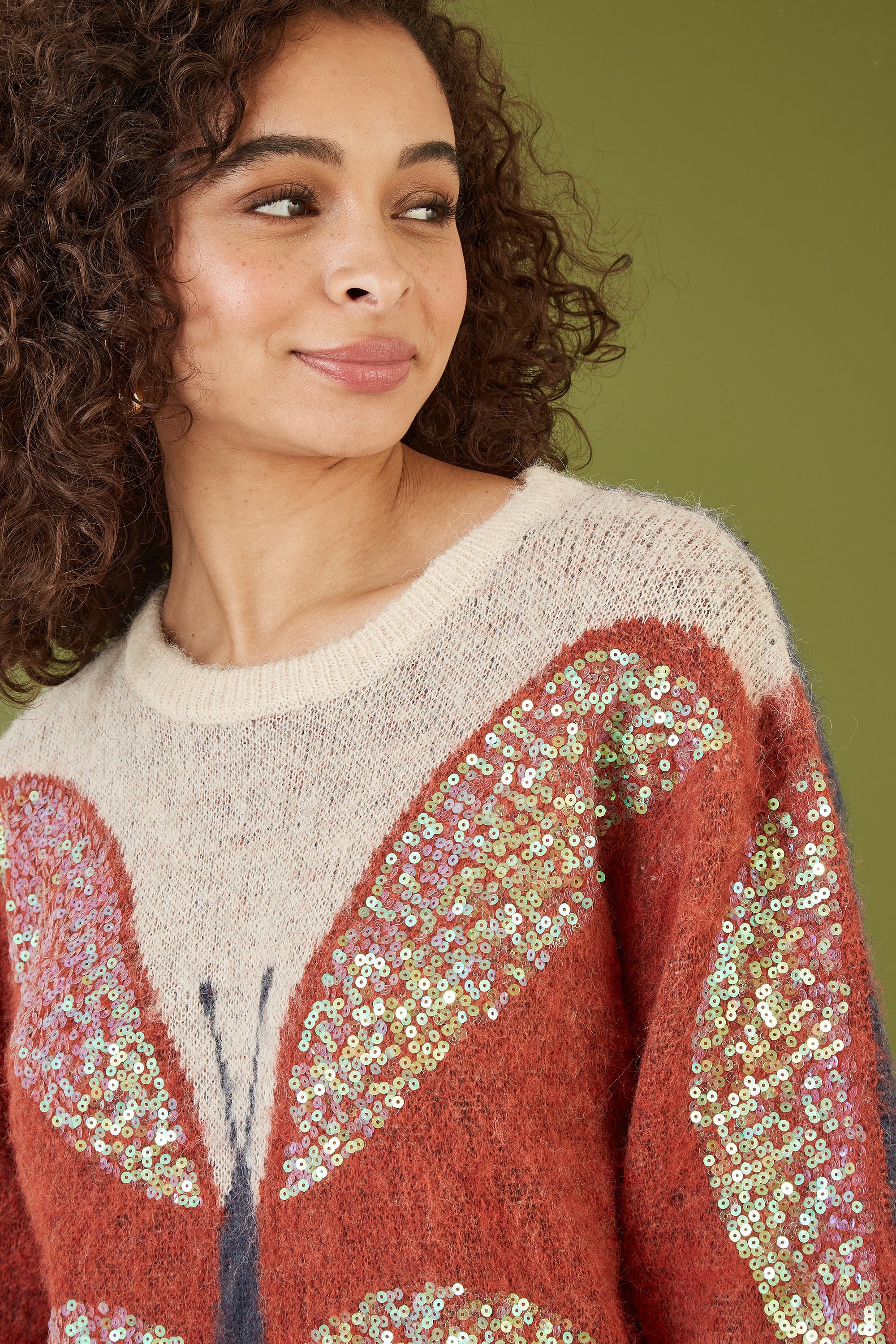 Yumi Cream Butterfly Sequin Knitted Jumper - QHA UK
