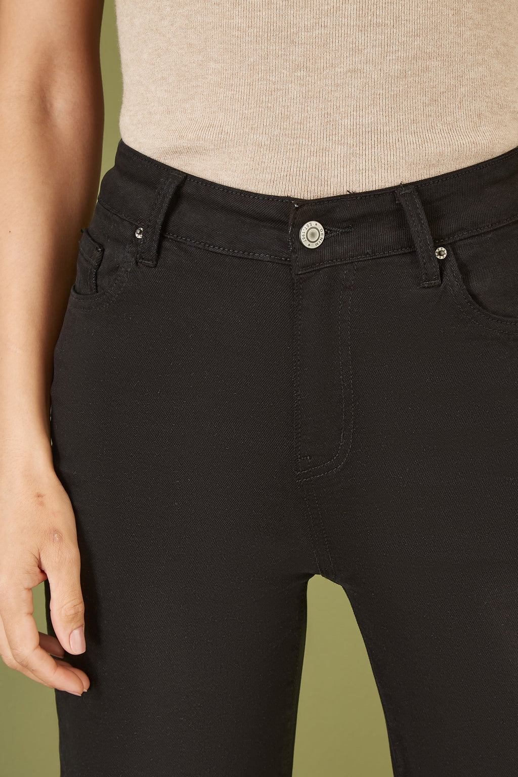 Yumi Black Stretch Canvas Wide Leg High Waist Jeans - QHA UK