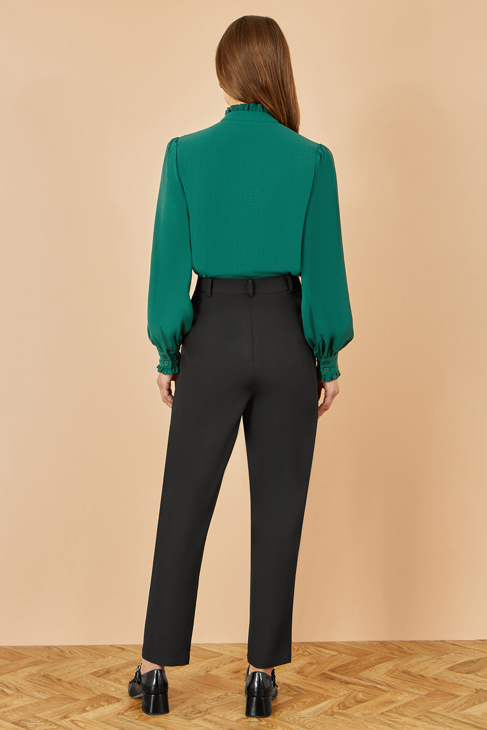 Yumi Green Frill High Neck Shirt - QHA UK