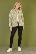 Yumi Yellow Floral Print Reversible Cotton Quilted Jacket - QHA UK