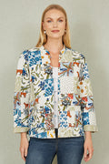 Yumi White Patchwork Print Reversible Cotton Quilted Jacket - QHA UK