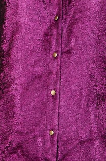 Yumi Women's Pink Metallic Relaxed Balloon-Sleeve Button-Up Collar Shirt