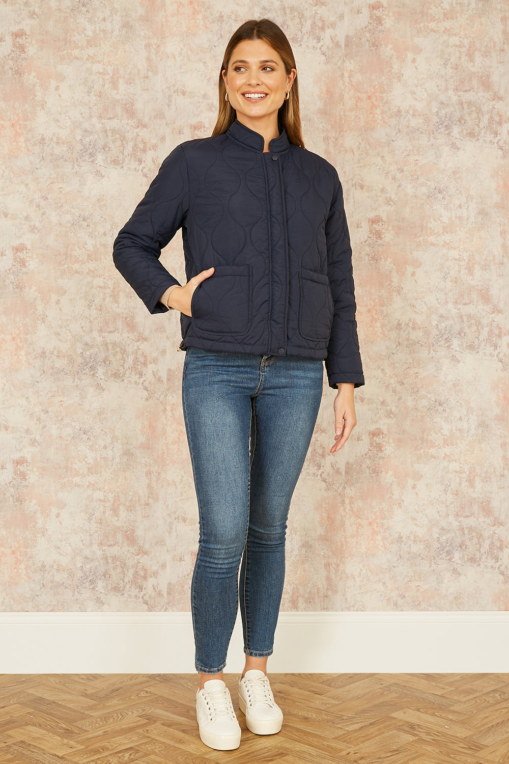 Yumi Navy Short Quilted Jacket - QHA UK