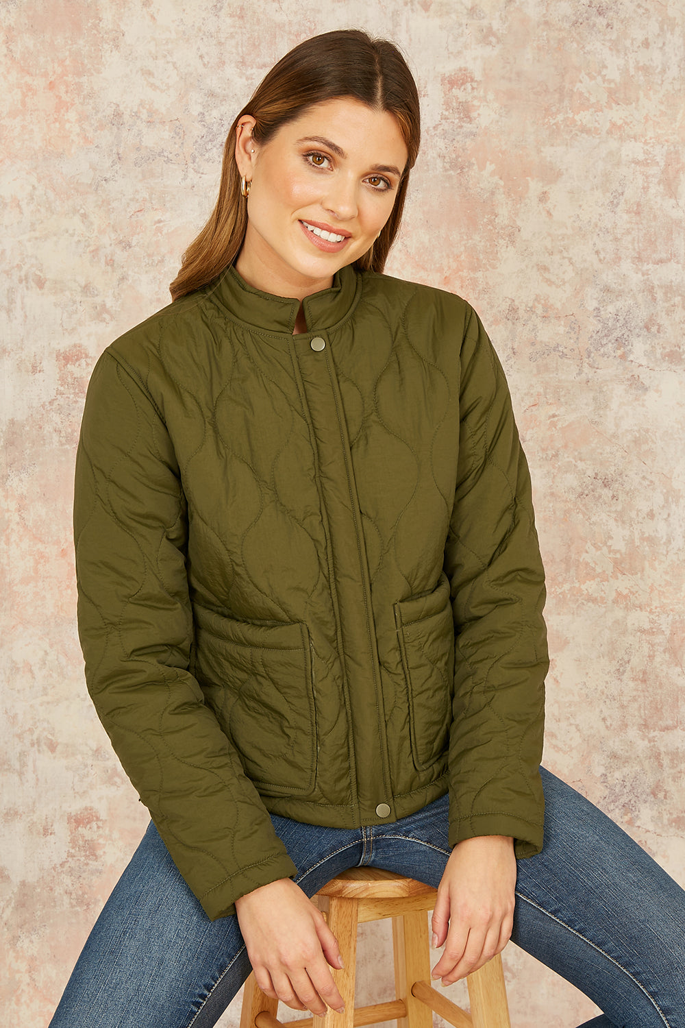 Yumi Green Short Quilted Jacket - QHA UK