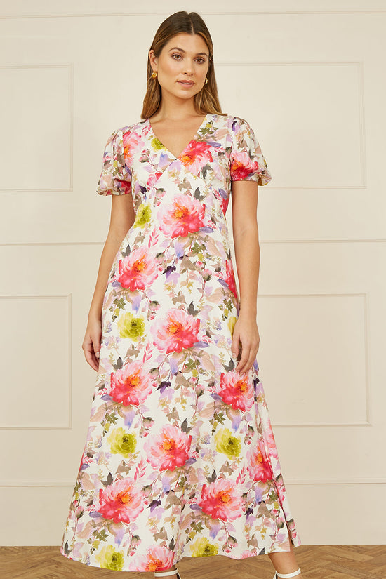 Yumi White Floral Midi Dress - QHA UK