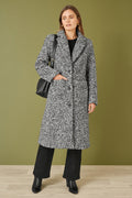 Yumi Grey Boucle Long Line Coat - QHA UK
