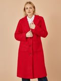 Yumi Red Boucle Long Line Coat - QHA UK