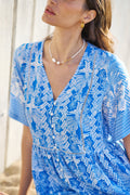 Yumi Blue Viscose Palm Relaxed Tunic