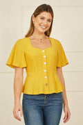 Yumi Yellow Button Up Top - QHA UK