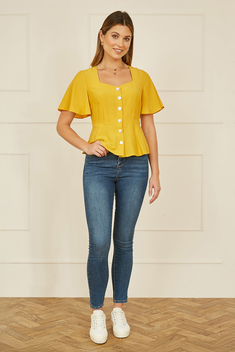 Yumi Yellow Button Up Top - QHA UK