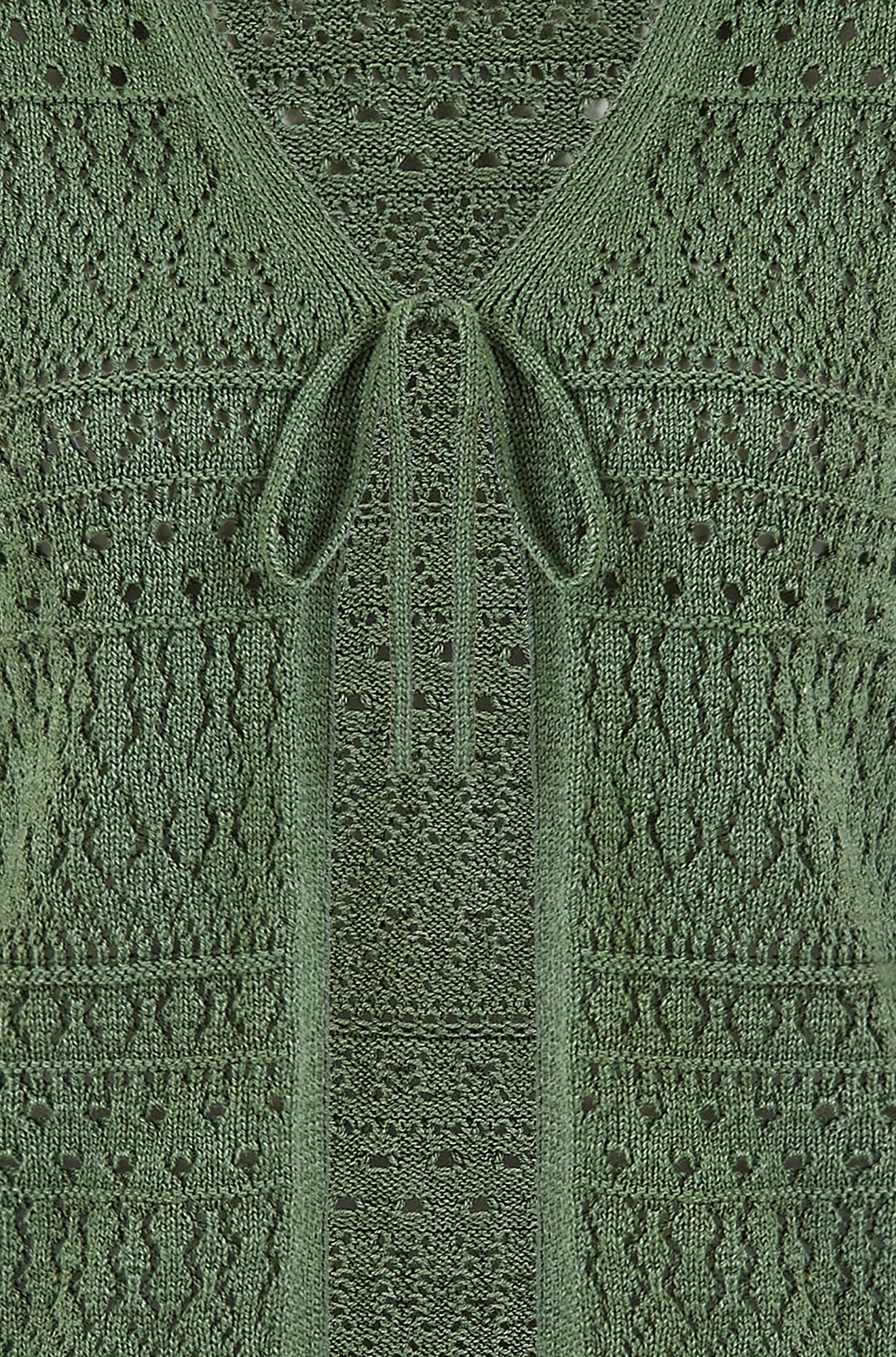 Yumi Green Crochet Tie Front Cardigan