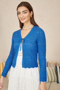 Yumi Blue Crochet Tie Front Cardigan - QHA UK