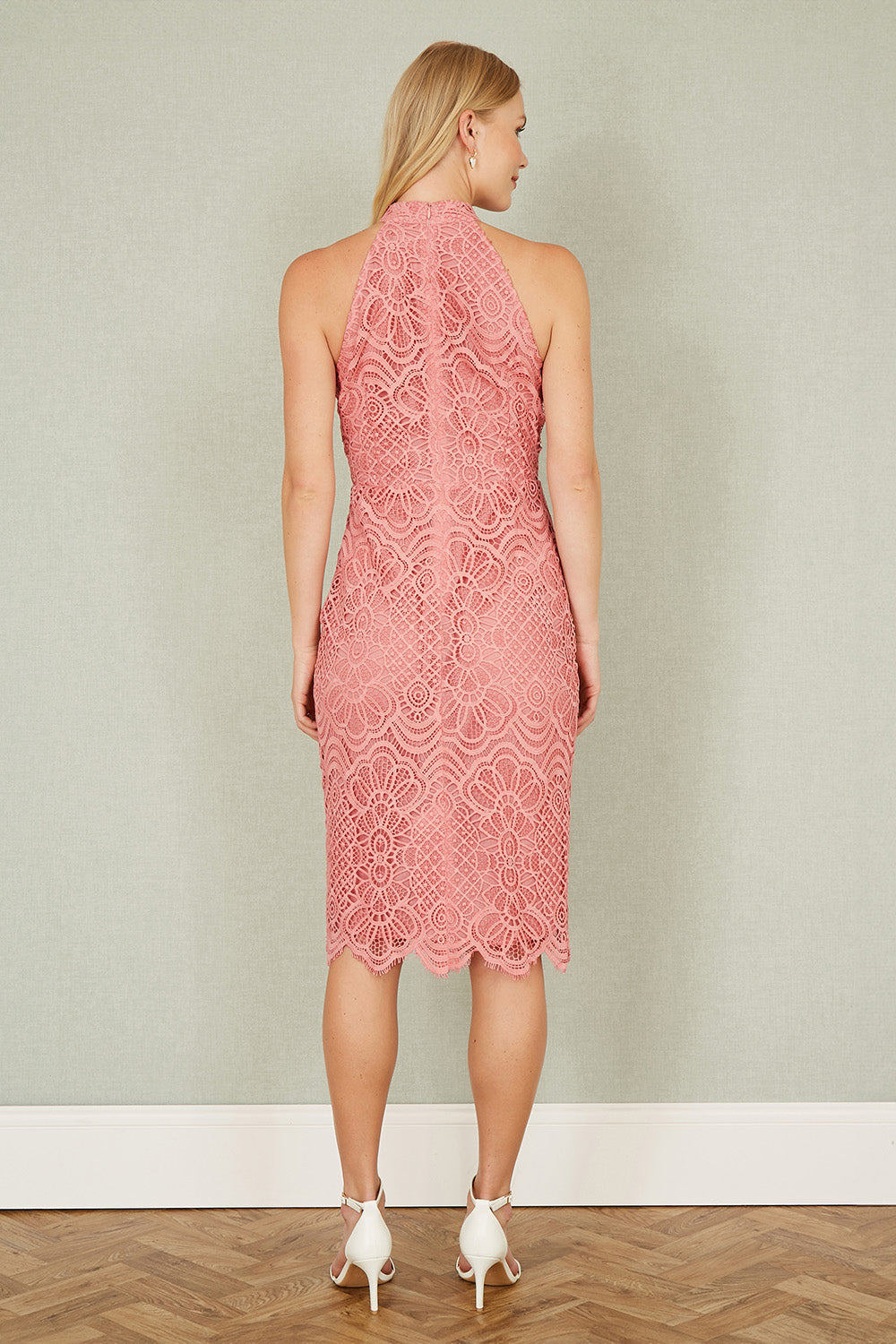 Yumi Pink Lace Halter Neck Dress - QHA UK